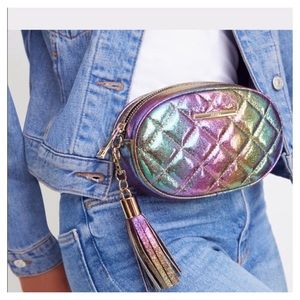 Aldo Quilted Fanny Pack Belt Bag Metallic